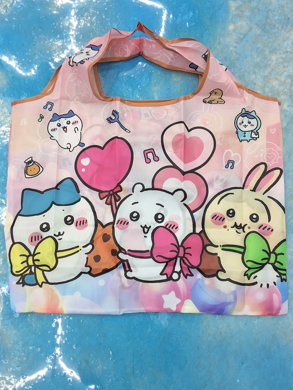 Chiikawa Foldable Waterproof Reusable Tote Bag Hearts Cute Kawaii Shopping Bag